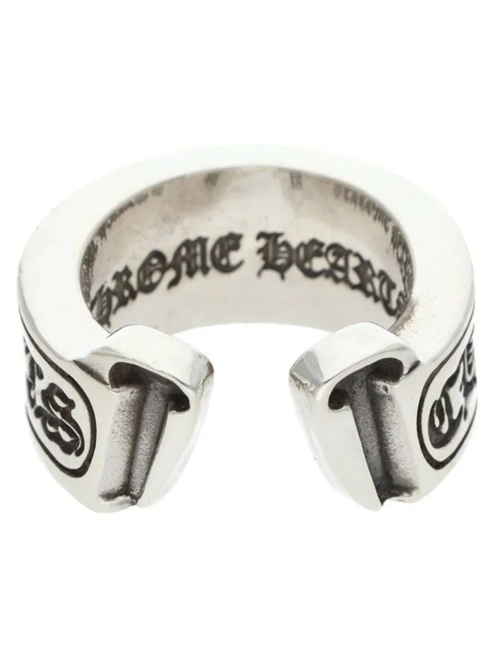 Chrome Hearts LG Scroll Label Large Silver Ring